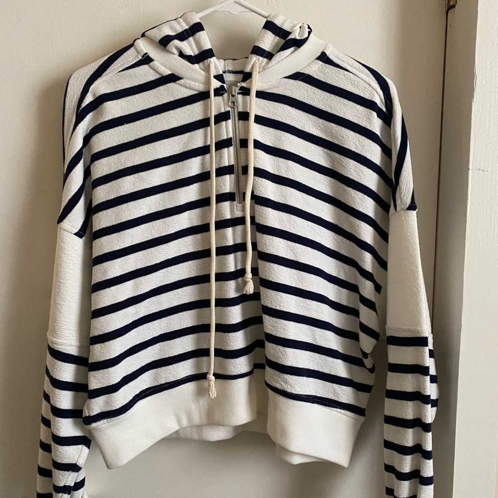 Striped Navy and White Women's Hoodie